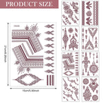 MAYCREATE Henna Temporary Tattoo Stickers for Women featuring 8 Sheets Waterproof Brown Designs | Safe Non Toxic Body Art for Festivals and Parties