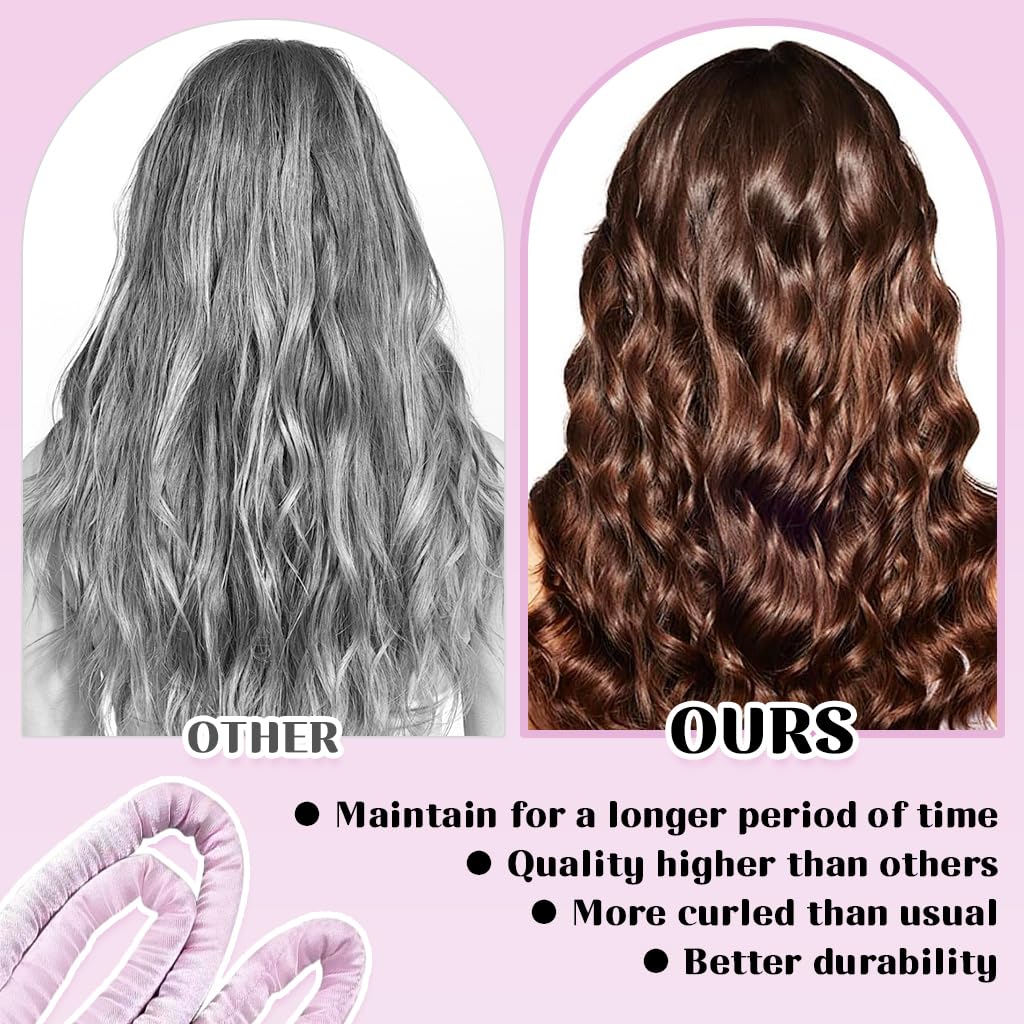 MAYCREATE Heatless Hair Curler, Heatless Curling Rod Headband for Long and Short Hair, Upgraded 60" Extra Long Soft Hair Rollers to Sleep In for No Heat Overnight Curls