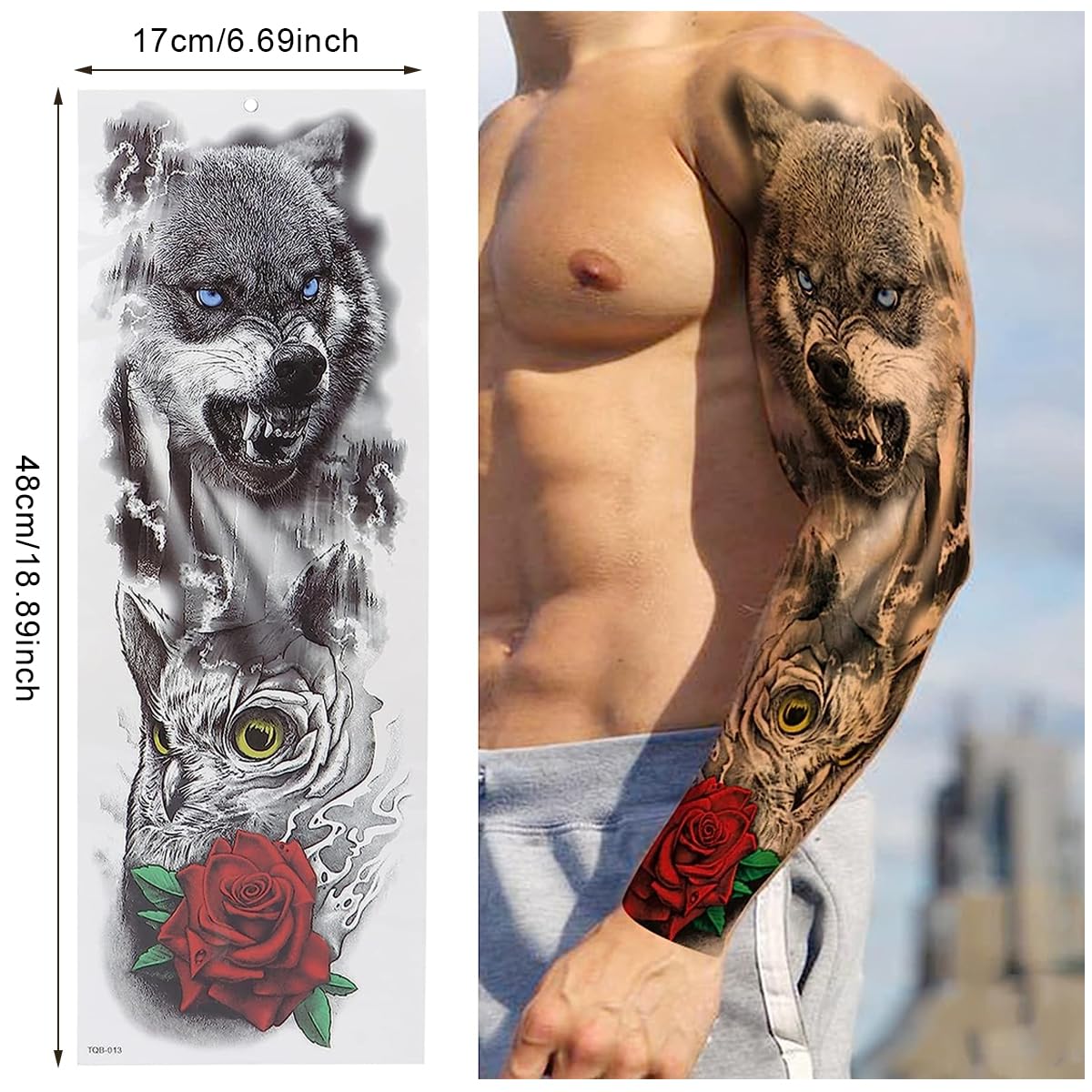 MAYCREATE Temporary Tattoos for Arm and Leg with 6 Sheets 48×17 cm Waterproof Stickers | Men and Women Party Body Art
