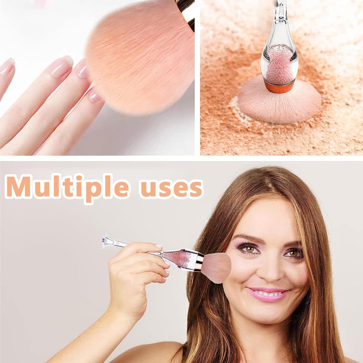 MAYCREATE Large Powder Brush for Makeup, Stand-up Fluffy Makeup Brush for Applying Pressed or Loose Powder, Creative Bendable Handle Beauty Foundation Makeup Brushes