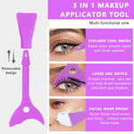 MAYCREATE Mascara Shield Applicator 3-In-1 Silicone Eyelash Shield Guard Eyeliner Auxiliary Cosmetic Makeup Tool, Reusable & Detachable - Purple