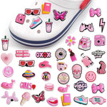 MAYCREATE 35pcs Pink Shoe Decoration Charms for Bubble Slides Sandals Clogs