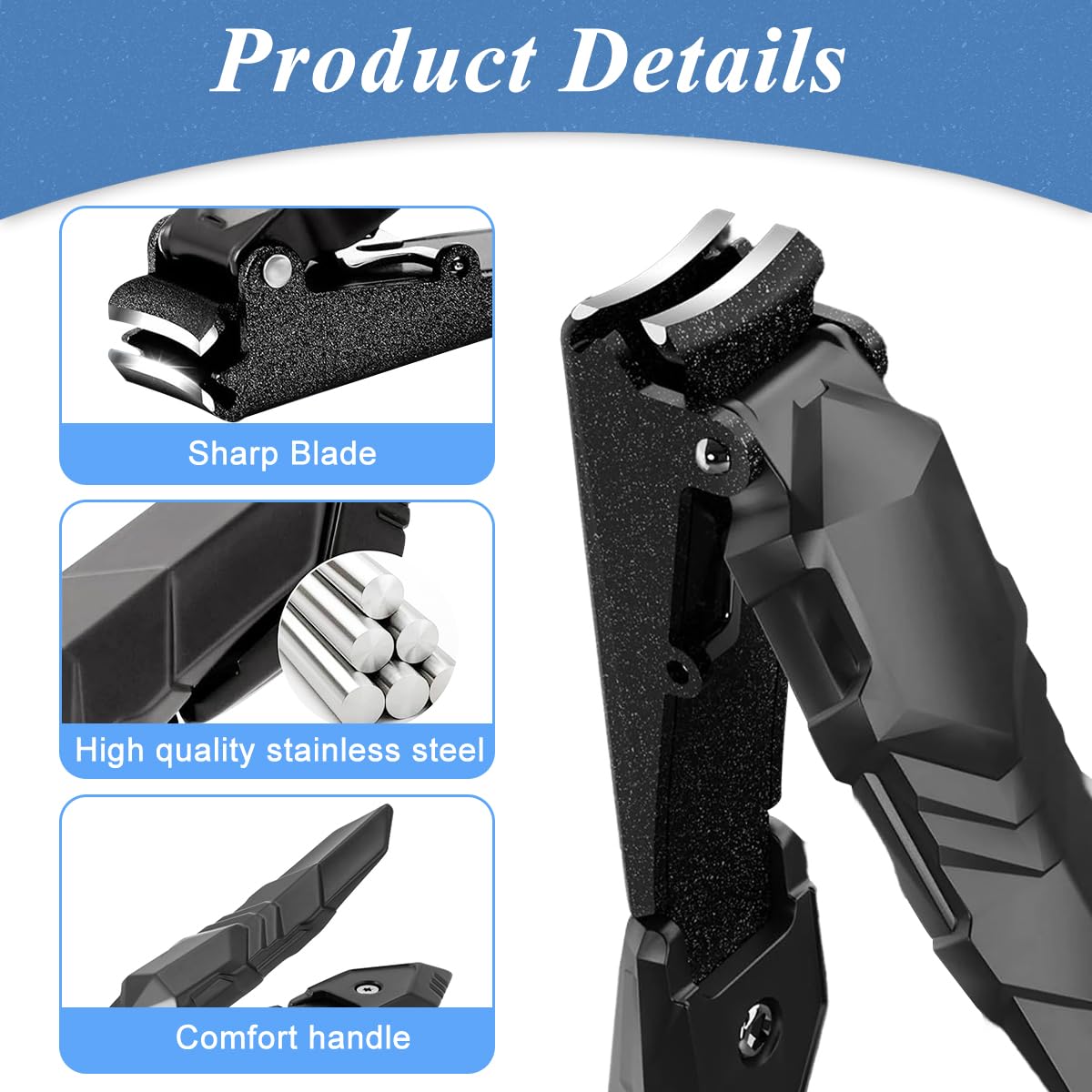 MAYCREATE Nail Cutter for Adults Stainless Steel Nail Clipper for Tough Nails Thick Nails, Anti-splash mini Nail Cutter