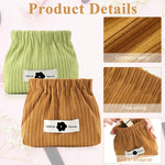 MAYCREATE Corduroy Small Pouches for Travel Essentials with Spring Open Design 13x12x5cm | Coffee and Green Set