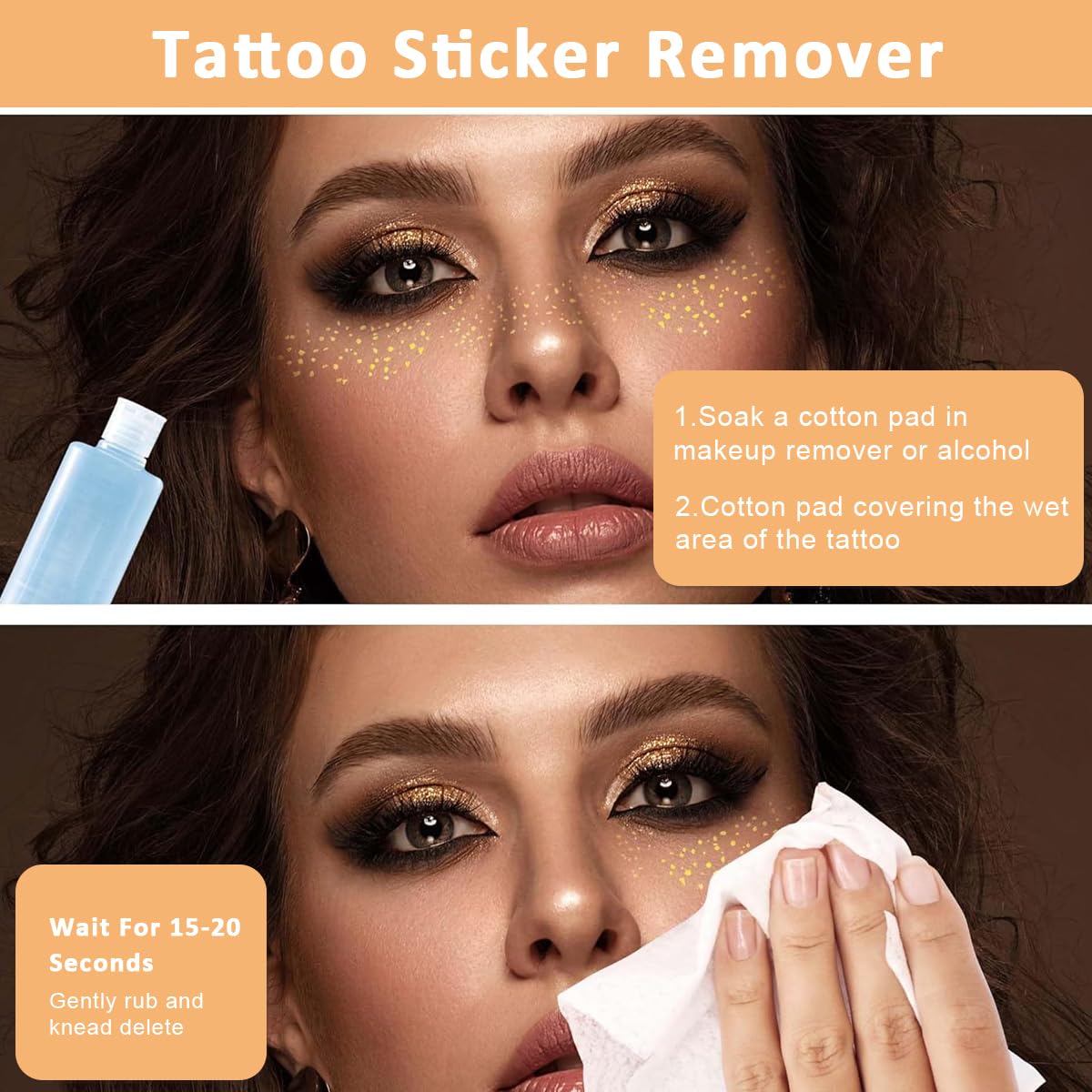 MAYCREATE 3 Sheets Face Tattoo Stickers Metallic Golden Freckles Tattoo Stickers Creative Golden Freckles Tattoo Stickers Face Art Stickers