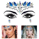 MAYCREATE Face Gems for Festival and Party Makeup featuring Self Adhesive Acrylic Rhinestones | Blue Crystal Face Stickers for Women and Girls