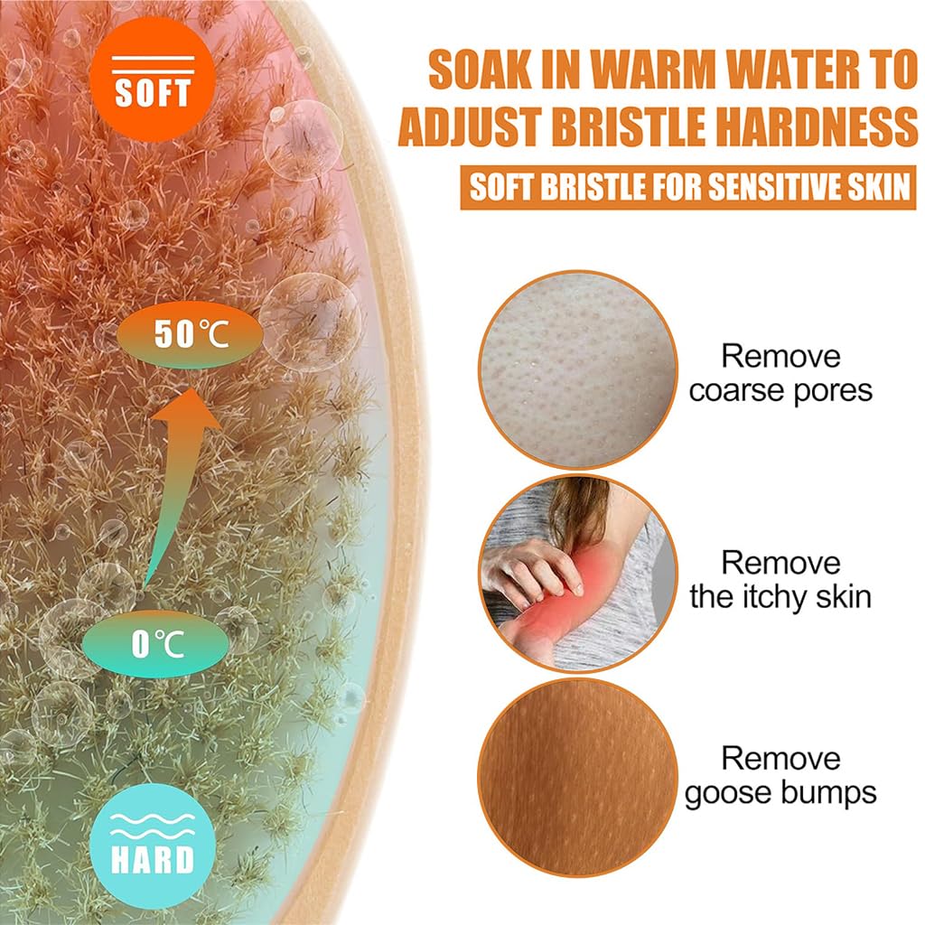 MAYCREATE Back Scrubber for Bathing, Body Scrubber, for Body Brush Back Scrubber Wooden Long Bathing Brush Shower Brush Remove Exfoliating and Massage Shower