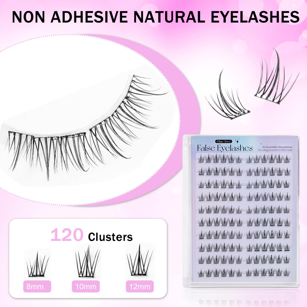 MAYCREATE False Eyelashes for Women with Self Adhesive Reusable Design and 5 Pairs Kit