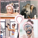 MAYCREATE Spa Headband for Makeup and Face Washing featuring Soft Sponge Clouds Design | 2PCS Pink Set