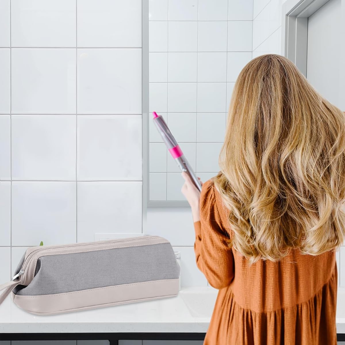 MAYCREATE Airwrap Travel Case for Dyson/Shark Flexstyle, Travel Pouch Compatible with Dyson Airwrap/Shark Flexstyle Complete Styler and Attachments, Travel Bag for Shark Hair Dryer Curling Iron