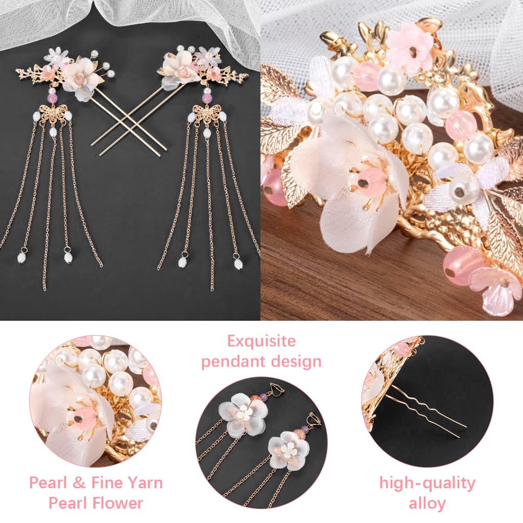 MAYCREATE Hair Accessories Set for Women with 5 Floral Pearl Pieces | Elegant Gift Choice