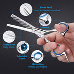 MAYCREATE Professional Hair Cutting Barber Scissors Kit - 6.7 Inch Hairdressing Scissors with 3 Combs, Haircut Cloak and Hair Clips Hairdresser for Men and Women ( 9Pcs)