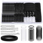 MAYCREATE® 415Pcs Black Hair Accessories Set with Box, Includes Bobby Pins, Hair Bands, Clips & Sheer Black Mesh Net, Fashion Hair Styling Accessories Tools for Women and Girls