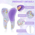 MAYCREATE Girls Hair Brush Set with 3 Pieces for Easy Detangling and Styling | Cute Unicorn Design