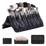 MAYCREATE Makeup Brush Holder Bag for Travel with 29 Elastic Sleeves and Full Open Zipper Design | PU Case Storage Organizer
