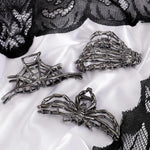 MAYCREATE Gothic Hair Claw Clips for Halloween with Metal Alloy Skeleton Hand Set of 3 | Punk Style Accessories