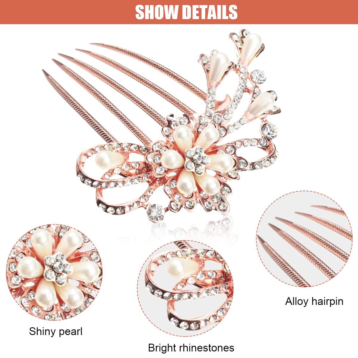 MAYCREATE Comb Hair Pins Faux Pearl Hair Clip for Women Fancy Crystal Bridal Hair Bun Accessories For Women Girls Side Hairpins Comb Clips For Hair Gift Multi