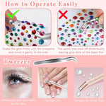 MAYCREATE 6 Sheets Face Gems Rhinestones Pearl Stickers with Tweezer, Self Adhesive Face Jewels Sticker, Glitter Color Festival Hair Gems for Makeup, DIY Crafts, Nail Art, Scrapbooking