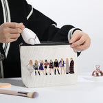 MAYCREATE Taylor Makeup Pouch for Women Cosmetic Makeup Organizer Bag Fashion Taylor Swi*t Make up Brush Pouch Linen Print Travel Toiletris Cosmetic Bag for Women Teen Girls