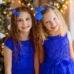 MAYCREATE Girls Bow Hairband Set of 20pcs, Hair Bows for Kids Girls, Bowknot Hair Clips Rubber Hair Ties Hair Accessories Kit for Toddlers, School Girls - Royal Blue