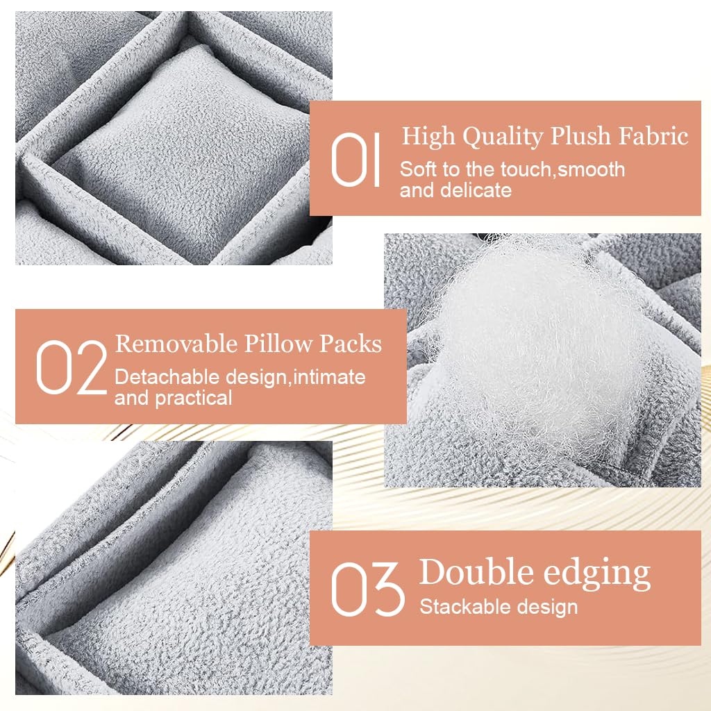 MAYCREATE Velvet Watch Box Organizer with 12 Slots and Adjustable Pillow | 35.5x24.5x5cm Stackable Jewelry Storage for Men and Women