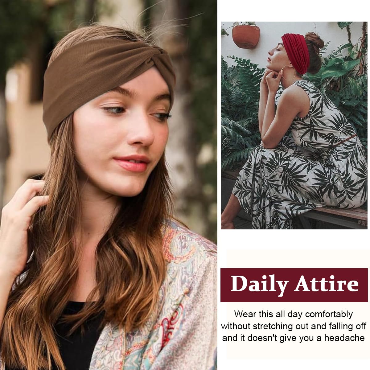 MAYCREATE Wide Hair Band for Women featuring Twisted Knots and 10.43×7.08 in Design | Soft Dacron Stretchy Headbands for Yoga and Makeup