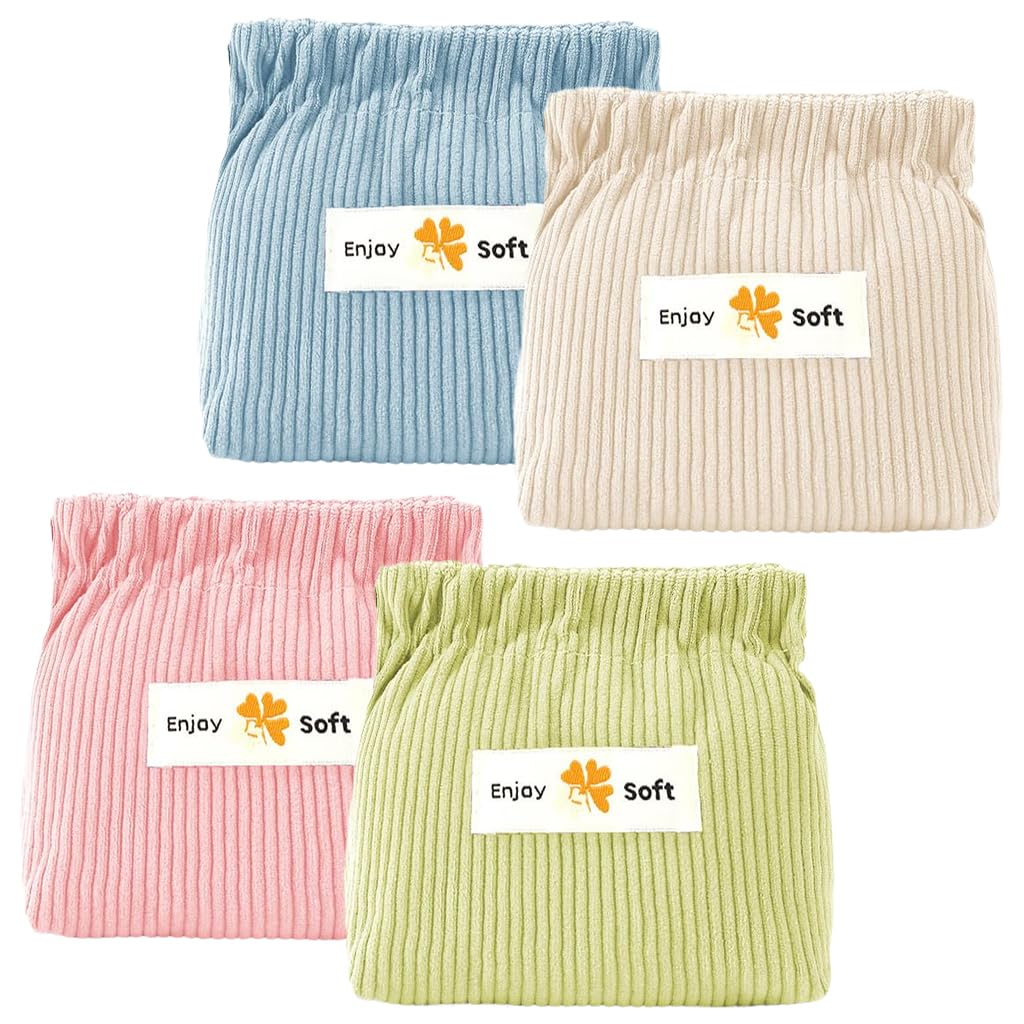 MAYCREATE 4pcs Corduroy Storage Pouch Coin Bags Corduroy Storage Bag Easy Squeeze Open Bag Cash Bag Small Jewelry Organizer Bag Coin Bag Travel Makeup Storage Pouch