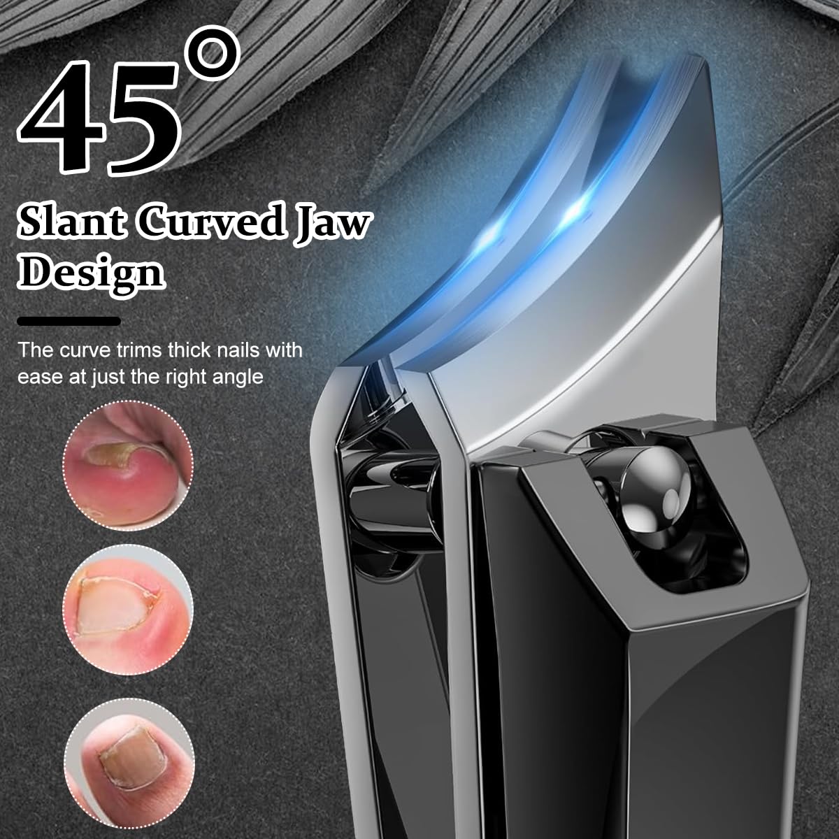 MAYCREATE 2pcs Slanted Nail Clipper Heavy Duty Stainless Steel Nail Clipper Portable Angled Nail Clipper for Fingernails Toenails No Splash Nail Clipper for Thick Toenails and Ingrown Nails