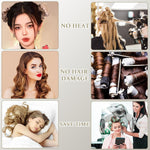 MAYCREATE 2Sets Satin Heatless Hair Curler, Hair Rollers for Heatless Curls with Hair Caps, Soft Curling Rod Headband for Long Hair Can Sleep in Overnight, DIY Hairstyling Tools, Gold