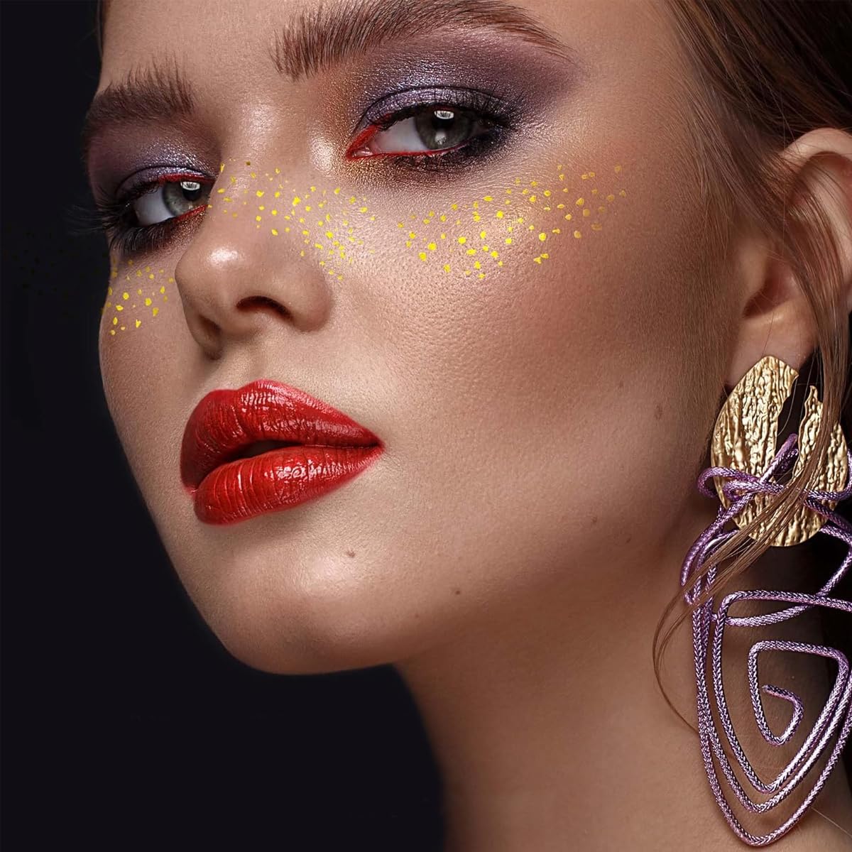 MAYCREATE 3 Sheets Face Tattoo Stickers Metallic Golden Freckles Tattoo Stickers Creative Golden Freckles Tattoo Stickers Face Art Stickers