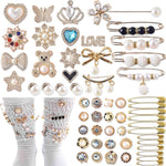 MAYCREATE Pearl Pin Brooches for DIY and Fashion Use featuring 55 pcs with Secure Closure | Alloy and Rhinestone Design