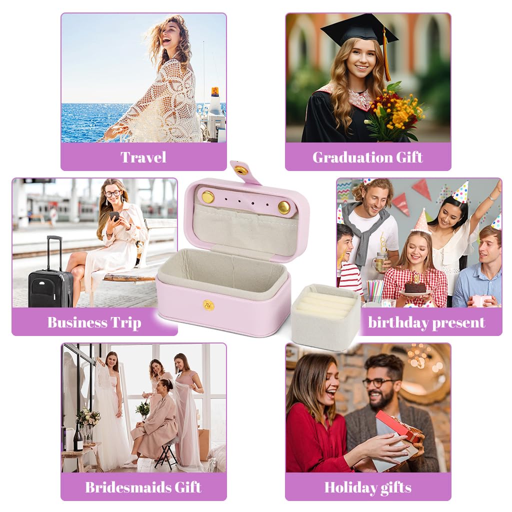MAYCREATE Travel Jewelry Box for Women featuring Removable Ring Holder and Plush Lining | Compact Organizer for Earrings and Necklaces