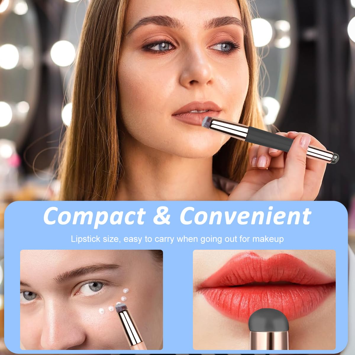 MAYCREATE Silicone Lip Applicator, 2 In 1 Lipstick Brush Lip Balm Applicator & Concealer Brush, Double-Ended Travel Silicone Lip Brush for Lipstick, Lip Gloss, Foundation