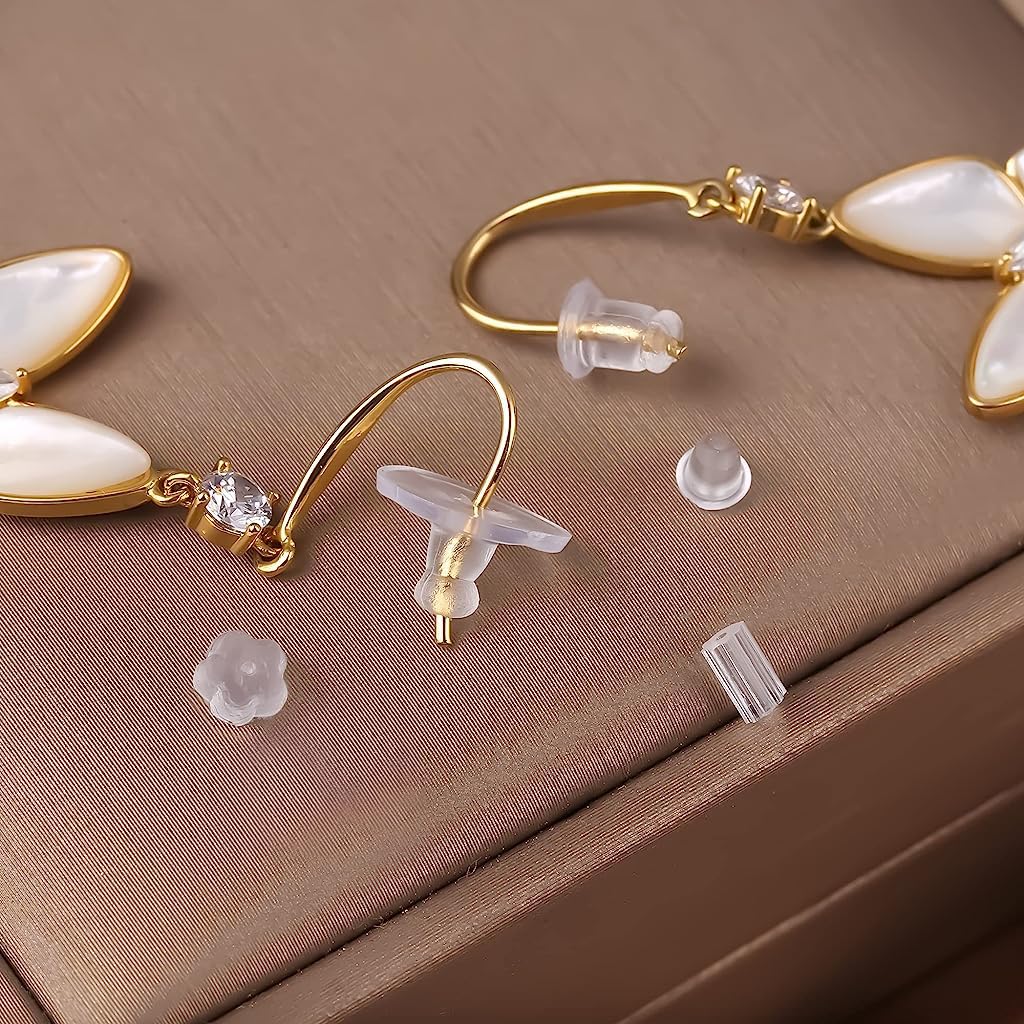 MAYCREATE 600Pcs Earring Backs for Ear Studs, 6 Styles Soft Clear Earring Clutch Stoppers, Hypoallergenic Locking Earring Accessories Replacement Kits for Hook Earrings