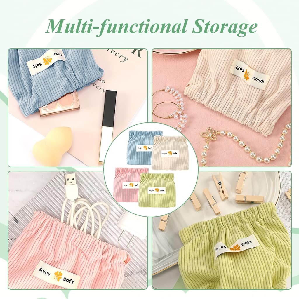 MAYCREATE 4pcs Corduroy Storage Pouch Coin Bags Corduroy Storage Bag Easy Squeeze Open Bag Cash Bag Small Jewelry Organizer Bag Coin Bag Travel Makeup Storage Pouch