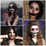 MAYCREATE Halloween Temporary Tattoo for Face featuring 3D Realistic Waterproof Designs | 10 Sheet Set