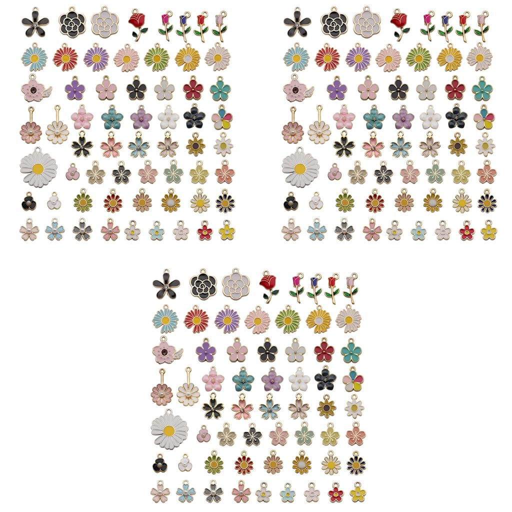 MAYCREATE Assorted Gold Plated Enamel Pendants for DIY Jewelry Making 180 pcs with Hanging Hole Design