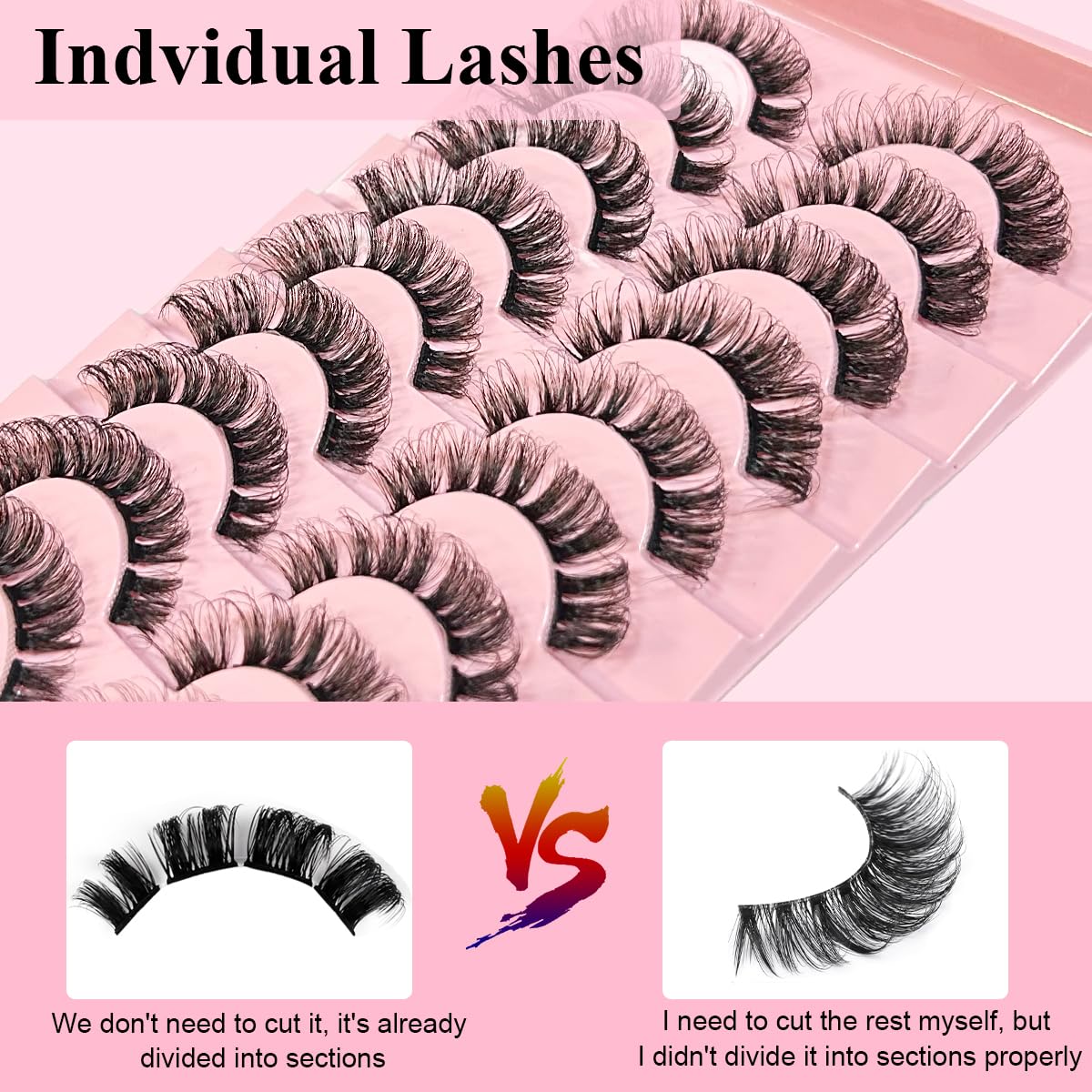 MAYCREATE 80PCS Fluffy Cluster Lashes Natural Strips, Eyelash Extension DIY Lash Clusters Wispy Individual Lashes Eyelash Clusters D Curl Lash Extension Cluster Eyelashes, Style A