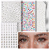 MAYCREATE 4 Sheet Face Gems Rhinestones Pearl Stickers Kit for Makeup with Tweezer, Self-Adhesive Glitter Color Festival Face Jewels Hair Gems Sticker for Crafts, Nail Art, Clothes Making