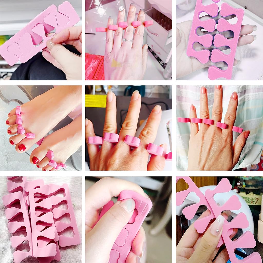 MAYCREATE Sponge Toe Separators for Pedicure and Manicure 50pcs with Ergonomic Foam Design | Pink