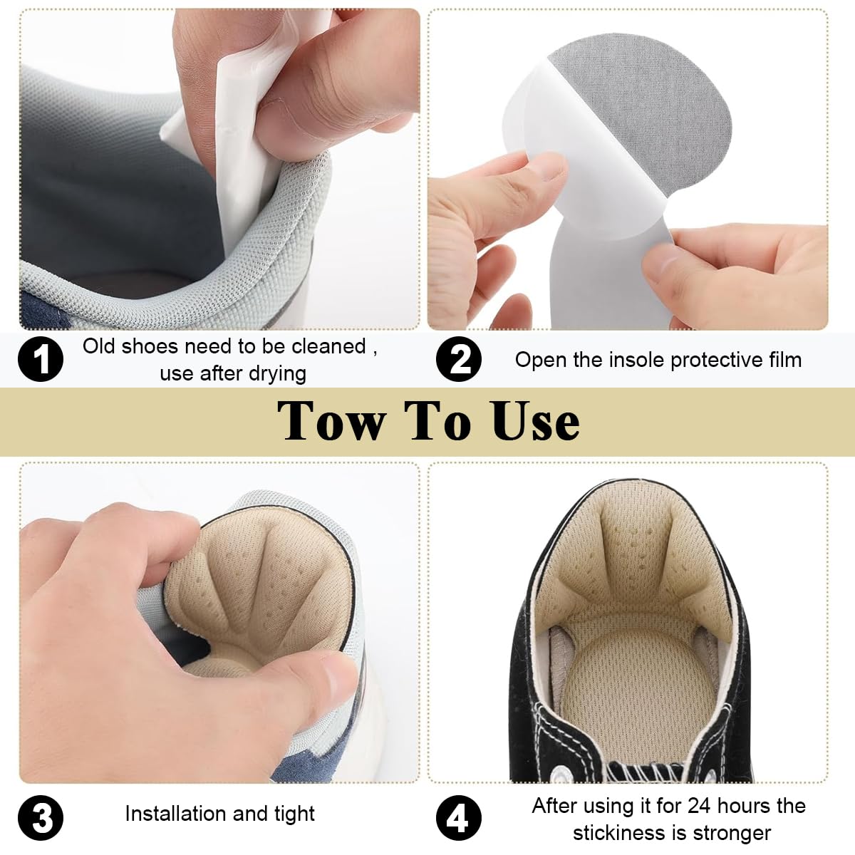 MAYCREATE 2 Pairs Sponge Heel Cushion Back of Heel Cushion Inserts, Heel Protectors Shoe Pads for Shoe Too Big, Soft Mesh Heel Grips Pads for Loose Shoes Heel Insoles for Men Women