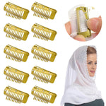 MAYCREATE Chunni Clips for Dupatta and Shawl with Safety Pins 10Pcs Stainless Steel | Strong Grip Bridal Hair Fixing Accessory