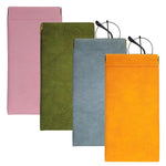 MAYCREATE Sunglasses Case for Travel with Squeeze Top Closure 9×18 cm PU Leather | 4 Pack