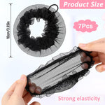 MAYCREATE Hair Buns for Women Girls 7 Pcs with Adjustable Buckle Mesh Net | Lace Brim Cover
