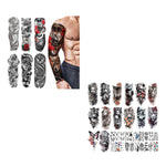 MAYCREATE Temporary Tattoos for Men and Women with 6 Waterproof 48×17 cm Sheets | Lion, Wolf and Skull Designs