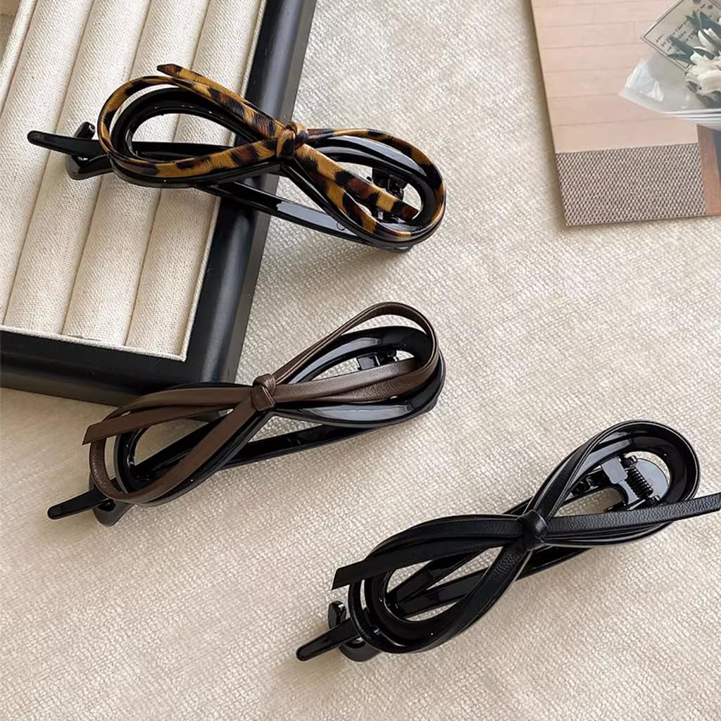 MAYCREATE Bow Hair Clips for Women with Strong Hold Acrylic Design | Set of 3 Styles