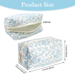 MAYCREATE Makeup Bag for Travel and Daily Use featuring Soft Zipper Blue Floral Design 3 pcs 20.5x9x9.5cm | Organizer for Women