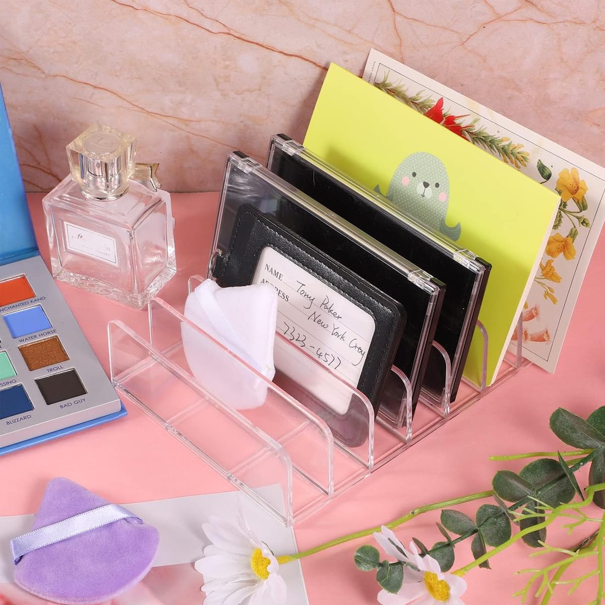 Maycreate Acrylic Eyeshadow Palette Organizer with 7 Compartments 60x41x55cm | Transparent Makeup Storage Holder