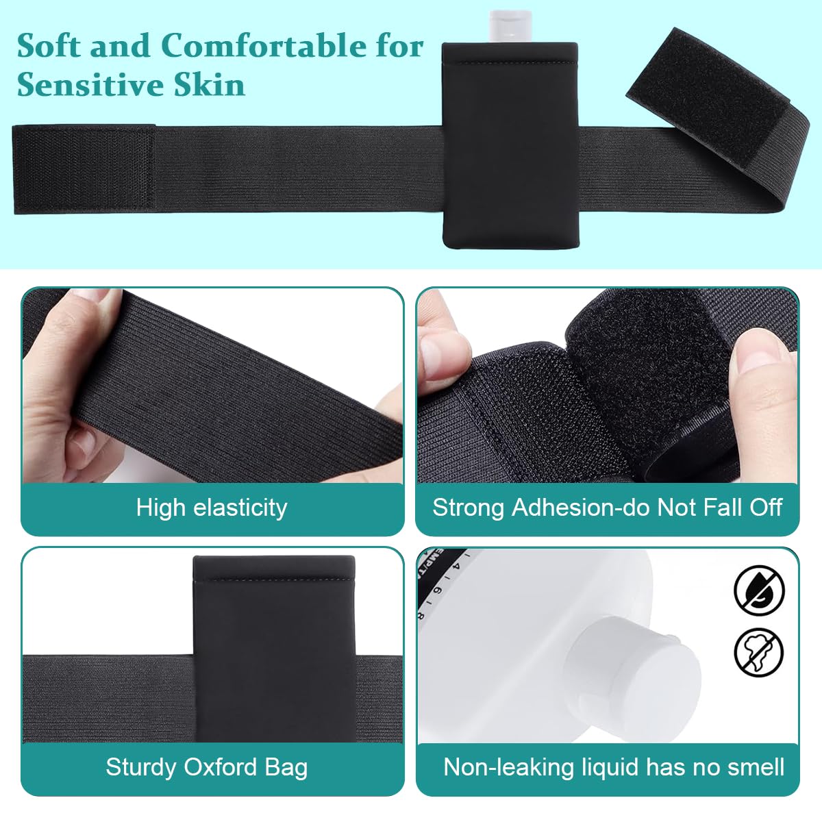 MAYCREATE 14 Pcs Urine Test Complete Kit Includes 2 Translucent Portable Travel Empty Bottles, 10 Adhesive Temperature Test Strips, Neoprene Bag and Hi-Stretch Hidden Leg Straps