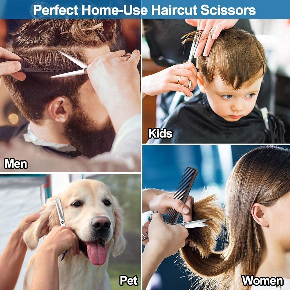 MAYCREATE Hair Cutting Tools Scissors for Hair Cutting Professional Salon Barber Scissors with Double Thinning Scissor Stainless Steel Home Hair Cutting & Styling Scissor Tools